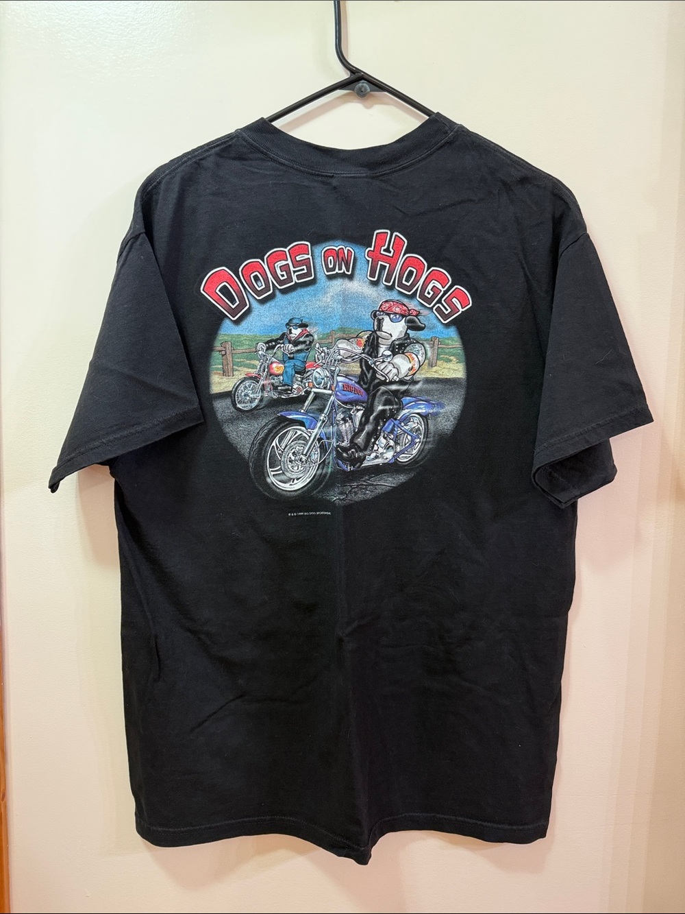 Dogs on Hogs Black Graphic Motorcycle T‑Shirt Size Large NWOT